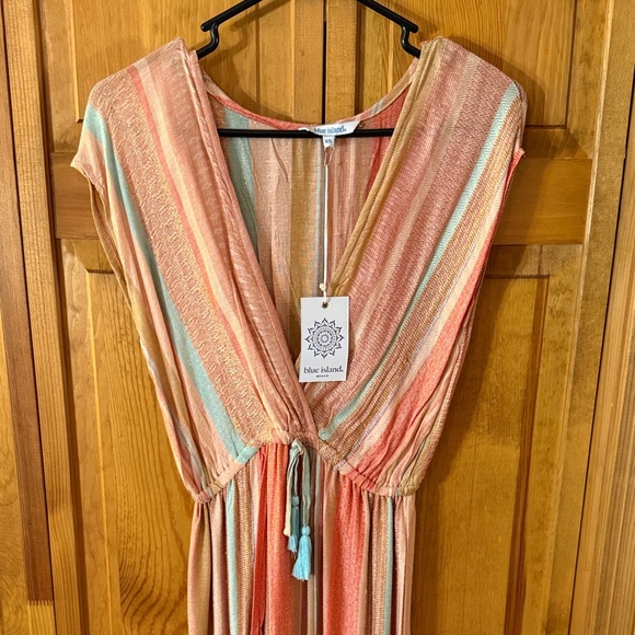 Blue Island Pastel Striped Maxi Dress - Picture 1 of 6